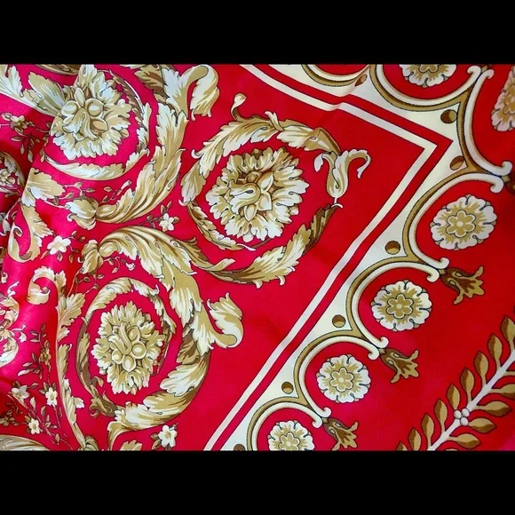 Versace red silk scarf
